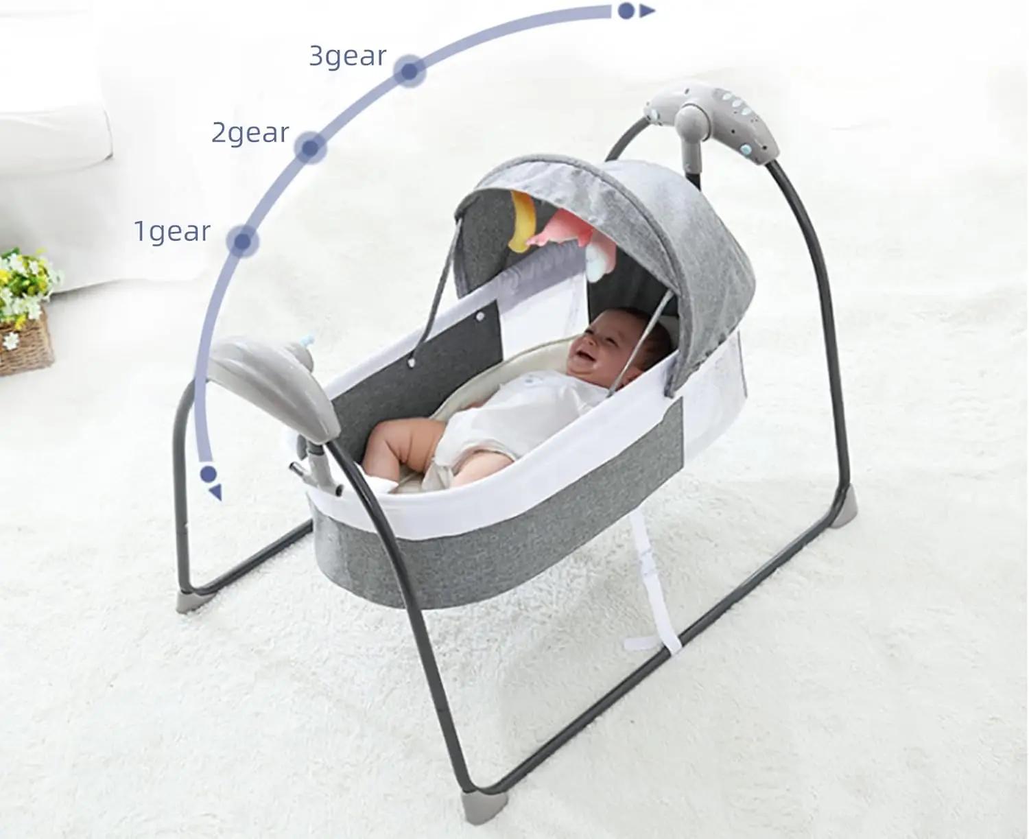 Berceau à bascule électrique pour bébé, balançoire automatique pour nourrisson avec télécommande, tr