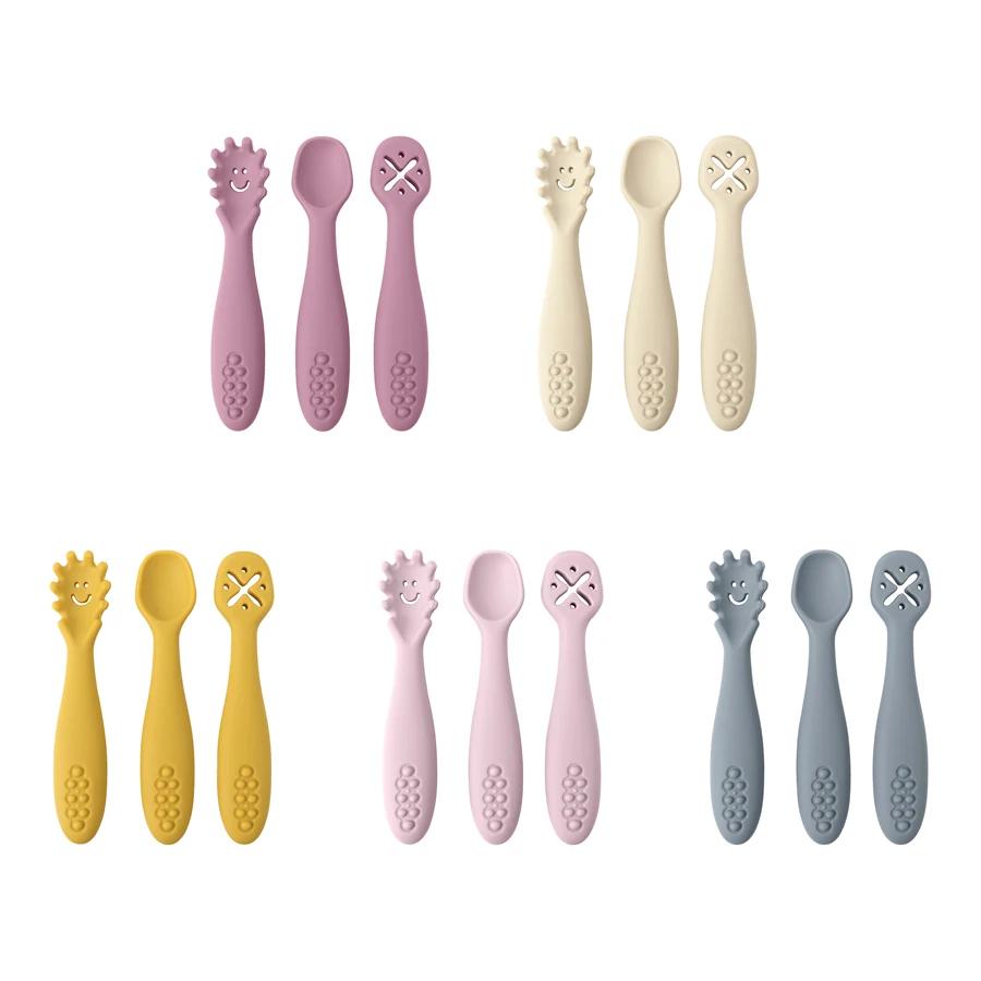 Ensemble d'ustensiles de cuillères d'apprentissage pour bébé, 3 pièces, mignon, cuillère d'alimentat