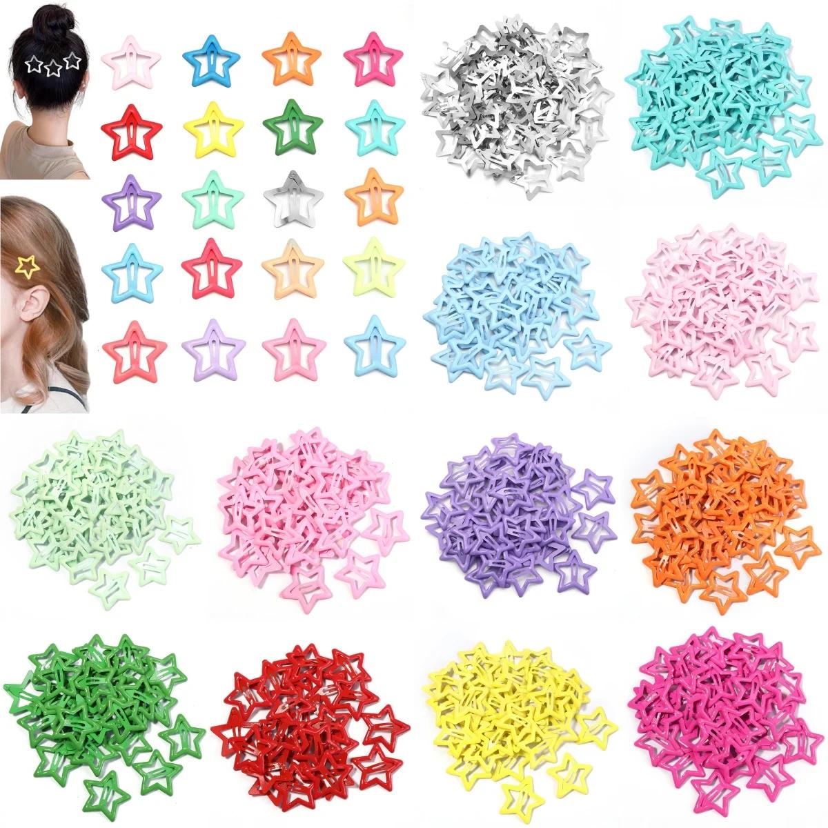 Pinces à cheveux étoiles colorées en métal, 50 pièces/lot, pinces à cheveux Dopamine BB pour cheveux