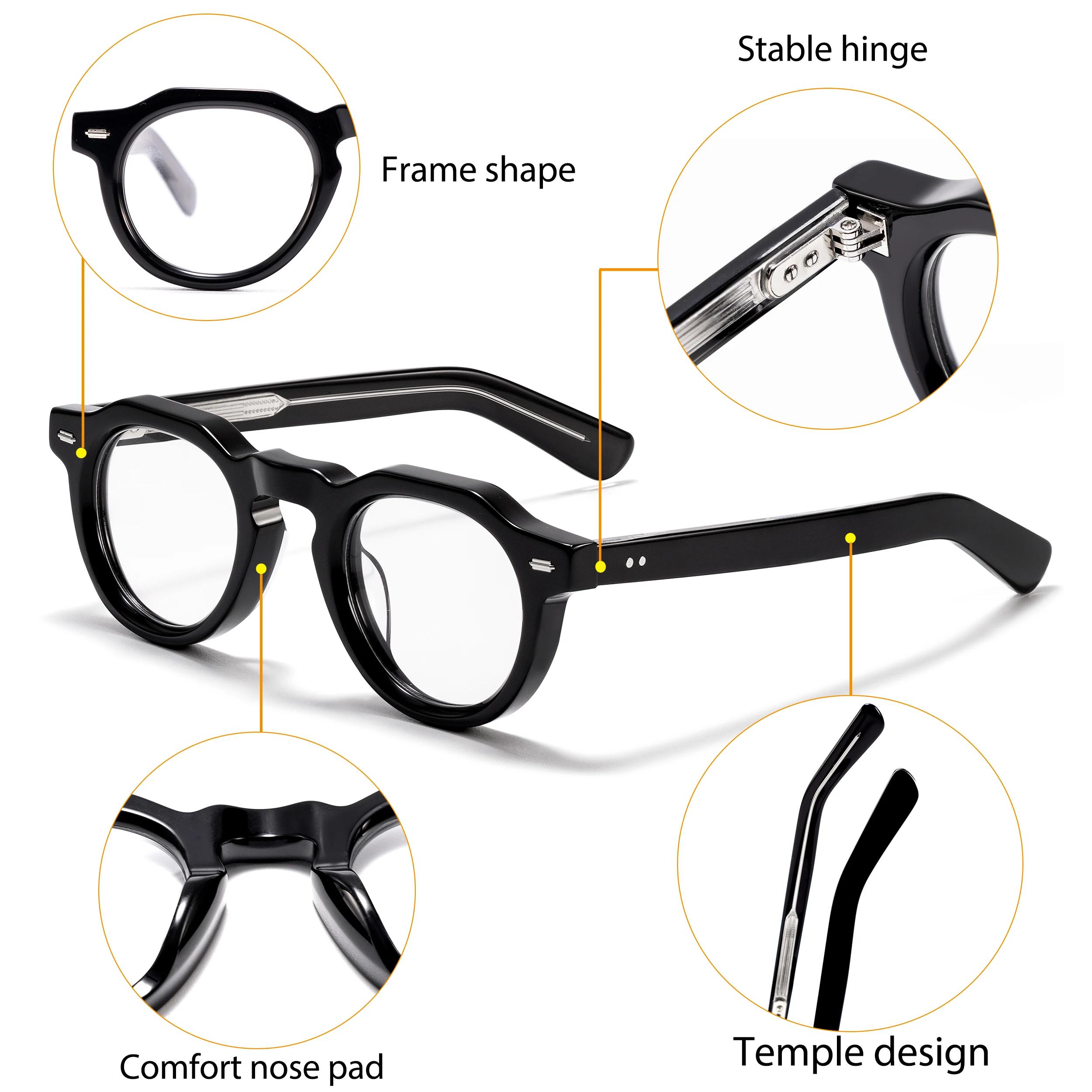 Monture de lunettes optiques rondes CATERSIDE pour hommes, monture épaisse en acétate de qualité sup