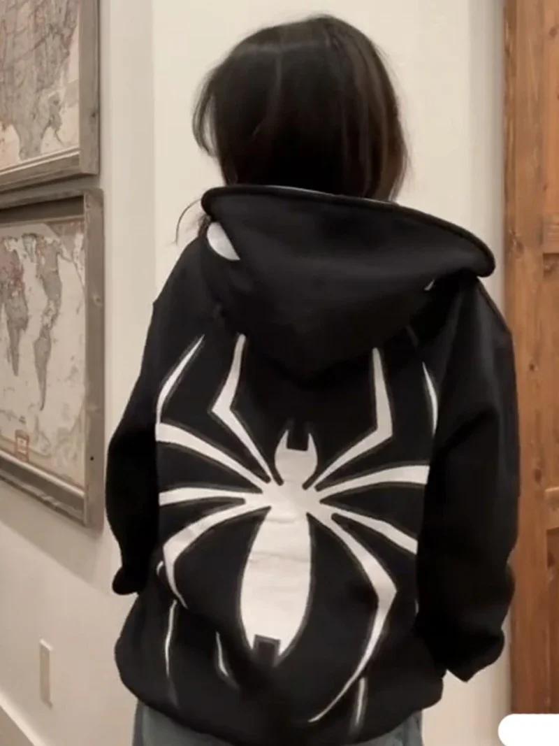 Sweat à capuche araignée pour hommes et femmes, fermeture éclair complète, Streetwear, graphique Har