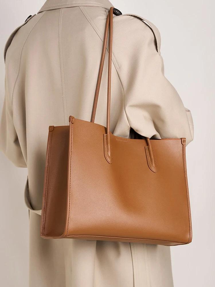 Sac à main OL gris clair en cuir souple pour femme, grand sac fourre-tout, sac de shopping grande ca