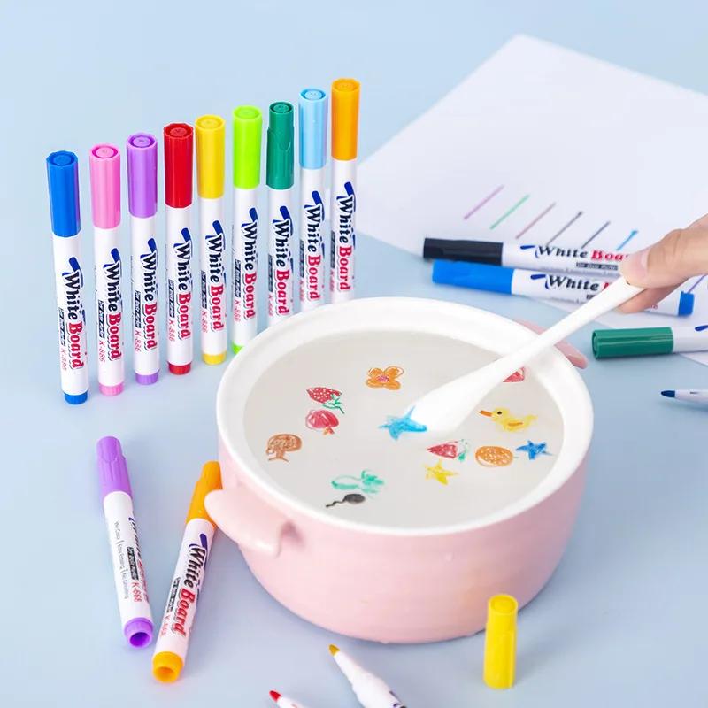 Stylo flottant à l'eau, stylos à encre magique avec cuillère, peinture à l'eau de couleur flottante,