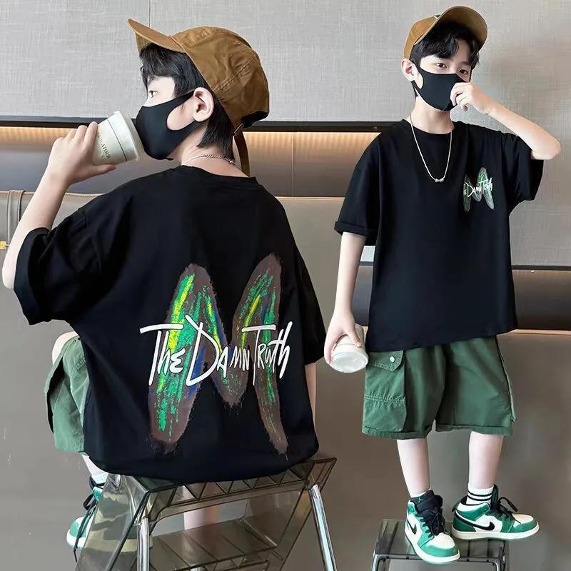 Ensemble de vêtements d'été pour adolescents garçons, T-shirt à manches courtes et pantalon, costume