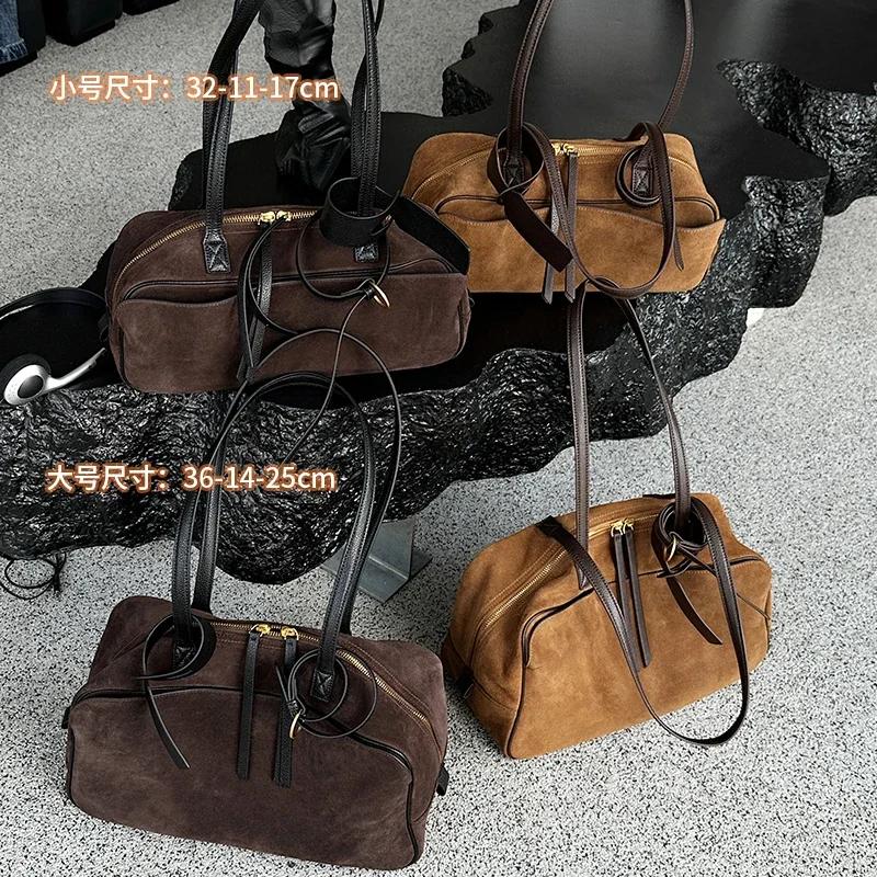 Sac fourre-tout en cuir véritable de vache pour femmes, fourre-tout en daim, sacs à main en cuir de
