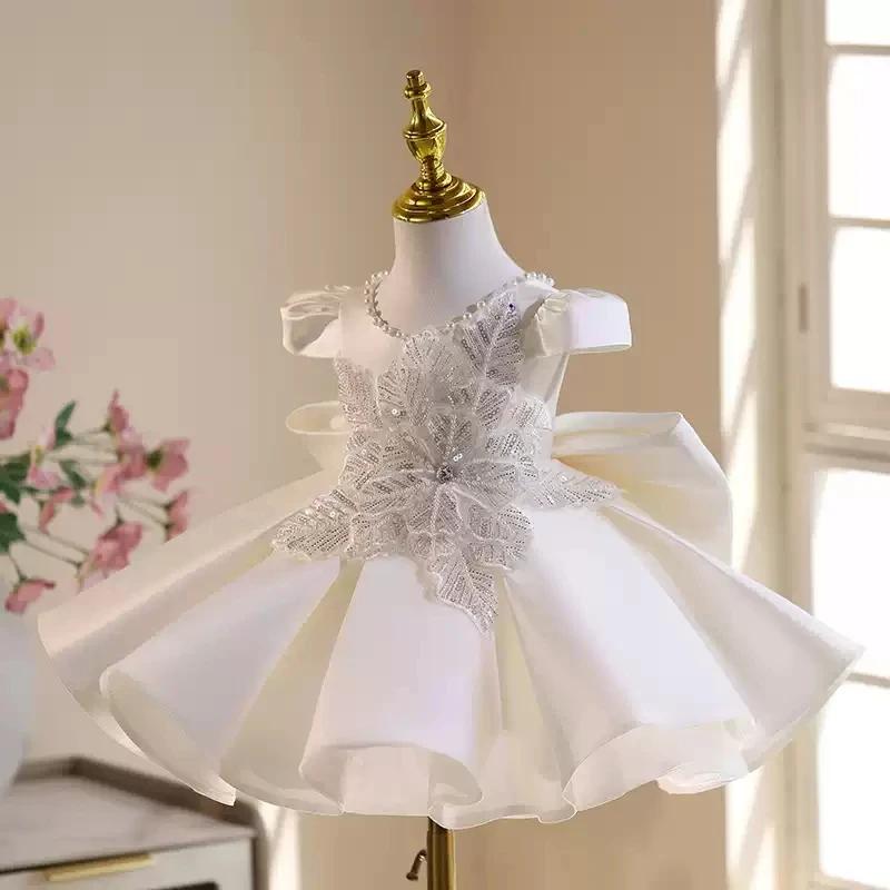 KLFLGD robe de mariée blanche magnifique élégante robe de danse en satin haut de gamme robe de fête
