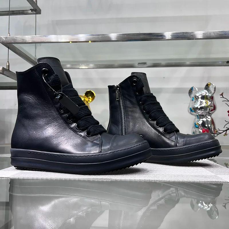 Haut Jumbo à lacets ligne principale semelle épaisse rouge concepteur luxe Sneaker en cuir Ro noir h