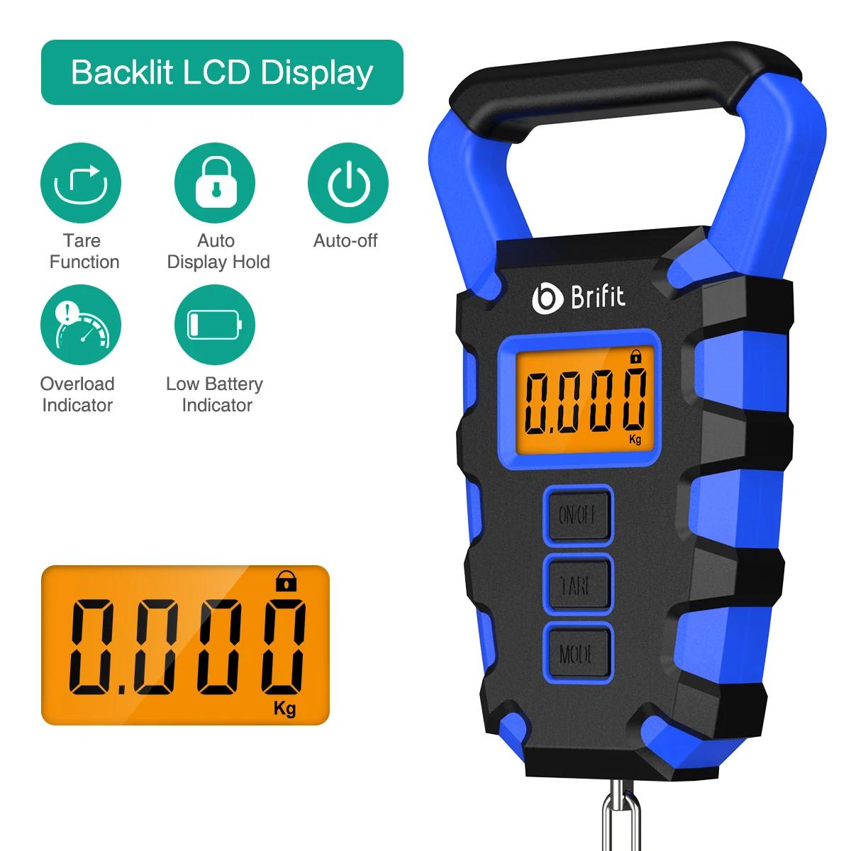 Balance numérique portable 50 kg avec règle, pour pêche, bagages, affichage LED, balance suspendue