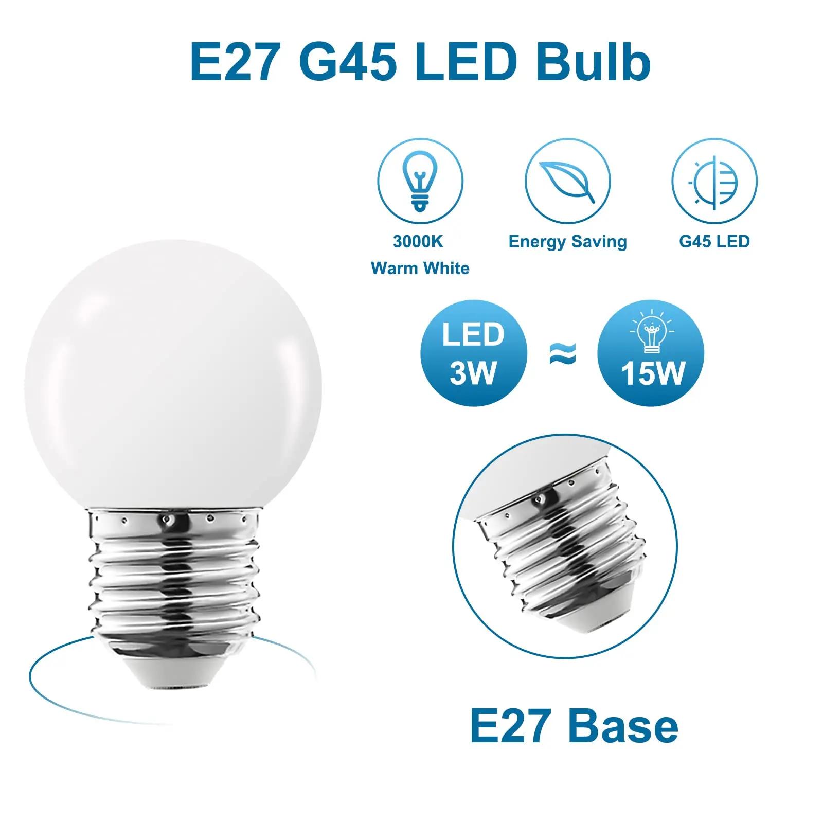 Ampoule Led Globe laiteux en plastique PC G45 SMD blanc E27 220V 12V 24V, guirlande lumineuse 2W 3W