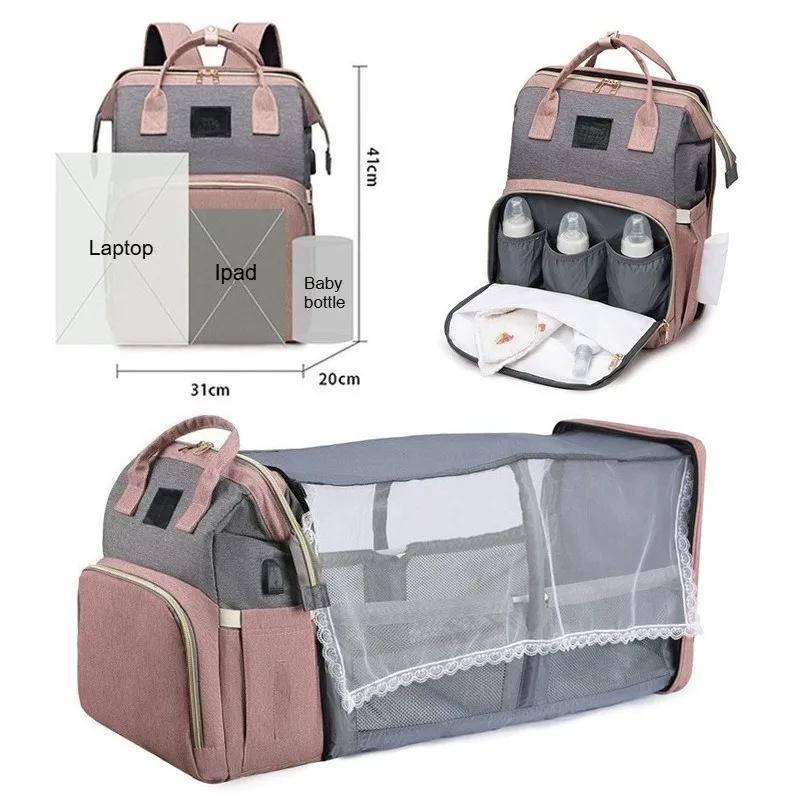 Lit pliant multifonctionnel pour maman, compartiment isotherme simple et portable pour biberons, sac