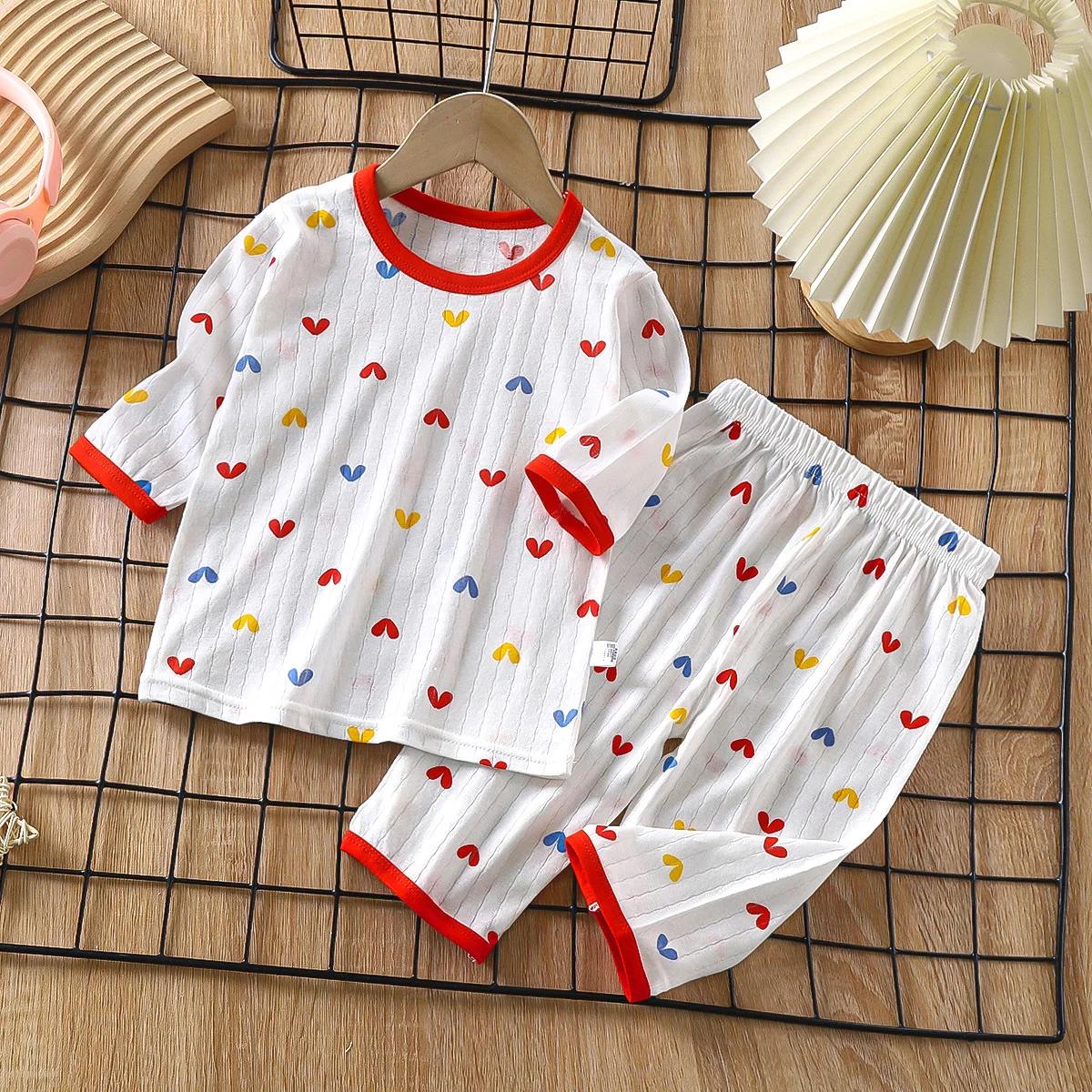 Ensemble pyjama en coton pour bébé, manches longues, vêtements de nuit pour bébé, dessin animé, vête