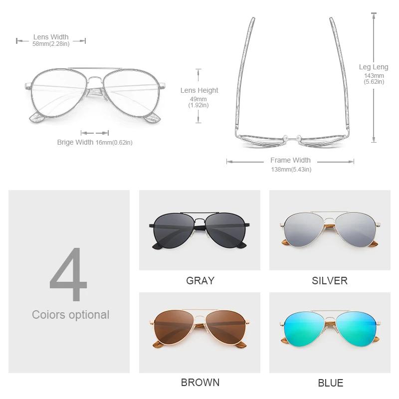 Oi bois lunettes de soleil pilote lunettes de soleil hommes femmes lunettes polarisées bleu Uv400 le