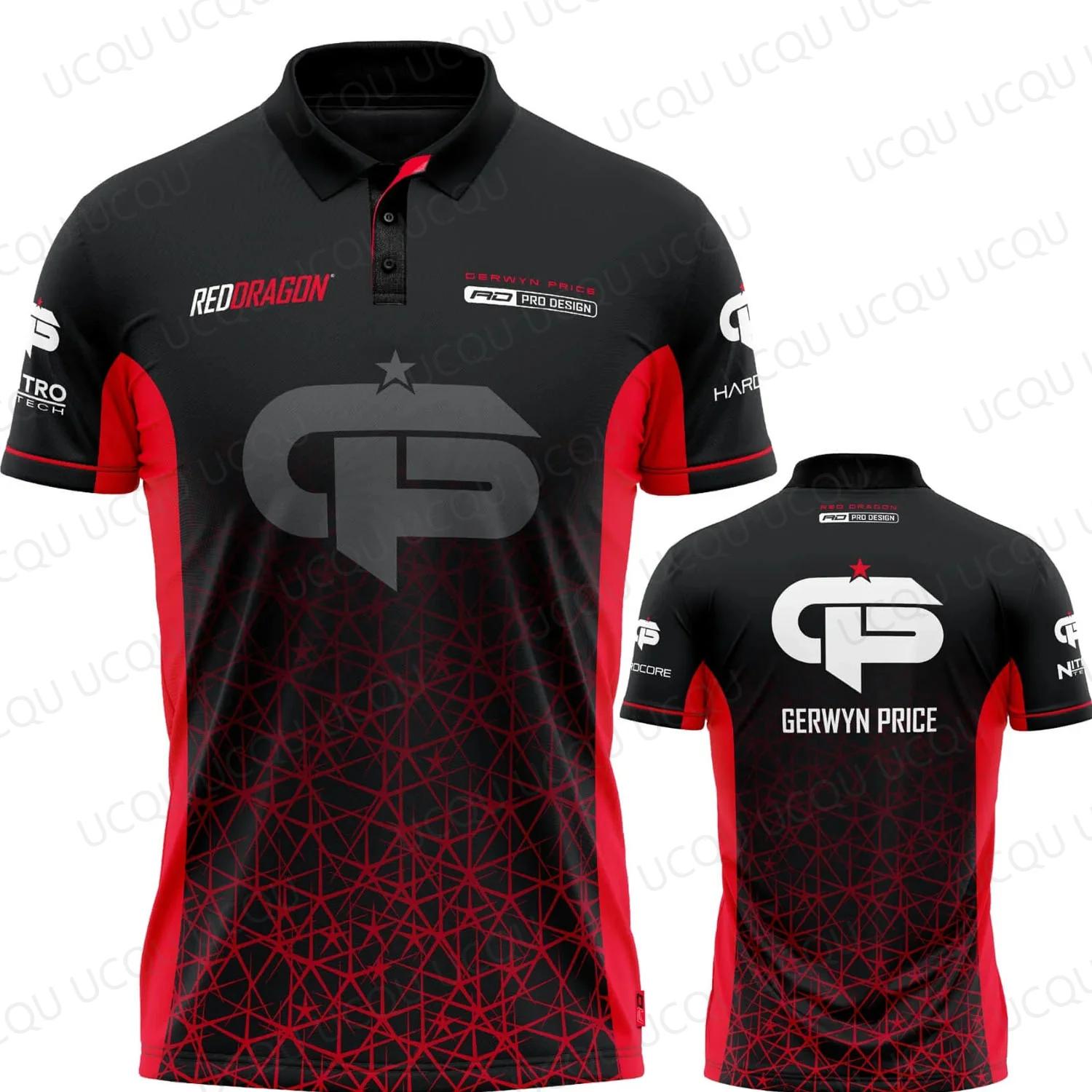 Polo Gerwyn Price The Iceman Darts 2026 Signature Jersey Bleu Noir Style Homme Vêtement de sport Hau
