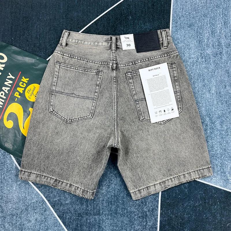 Short en jean rétro américain lourd pour hommes, nouveau pantalon capre droit et décontracté, été 20