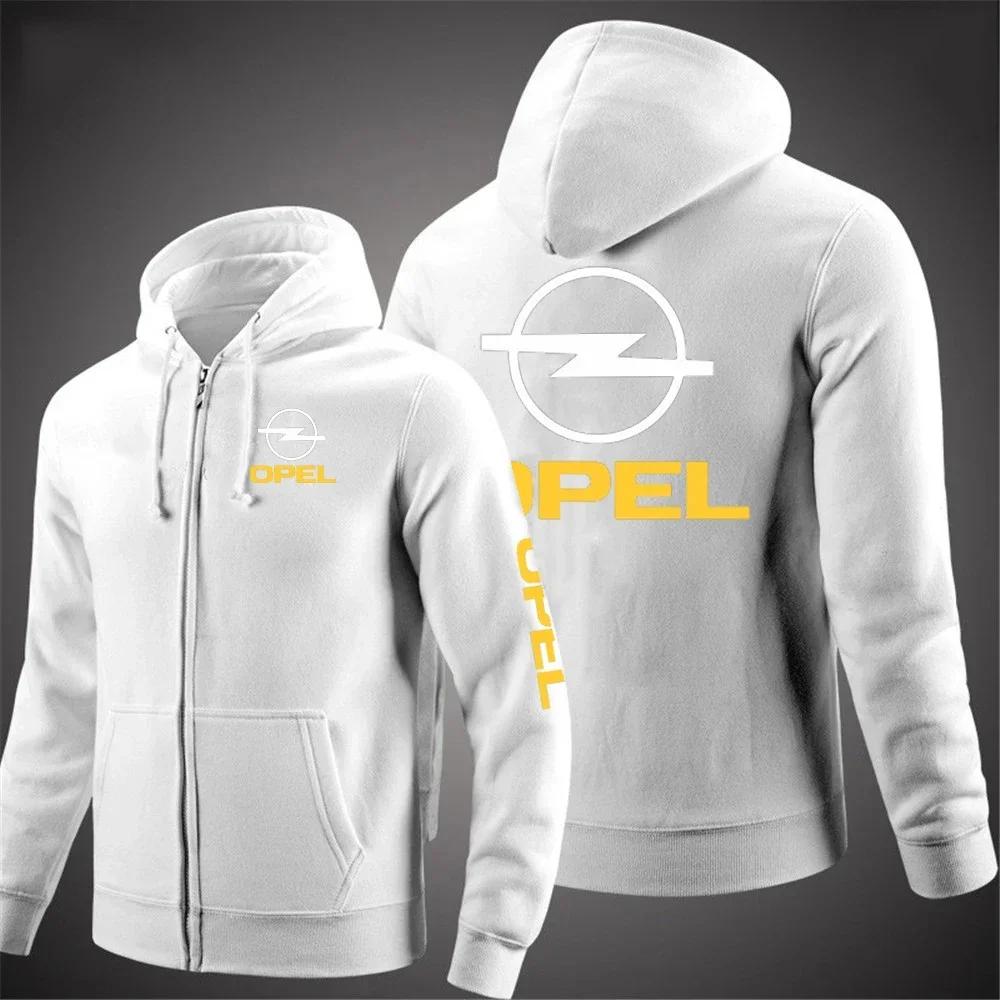Opel – veste à manches longues de couleur unie pour hommes, avec capuche et fermeture éclair imprimé
