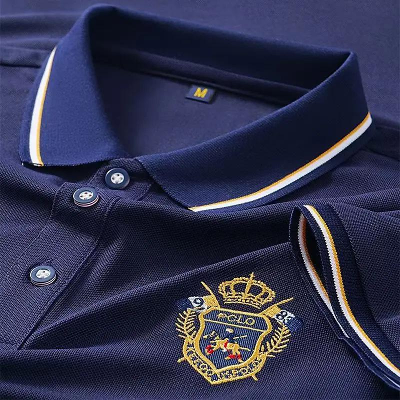 Polo brodé d'été pour hommes, T-Shirt à manches courtes, Design à revers, respirant, léger, Streetwe