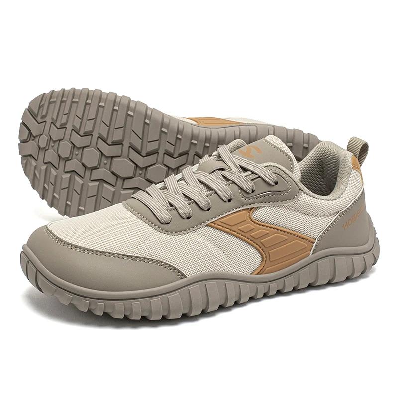 HOBIBEAR chaussures minimalistes à bout large hommes femmes baskets de course en cuir artificiel à l