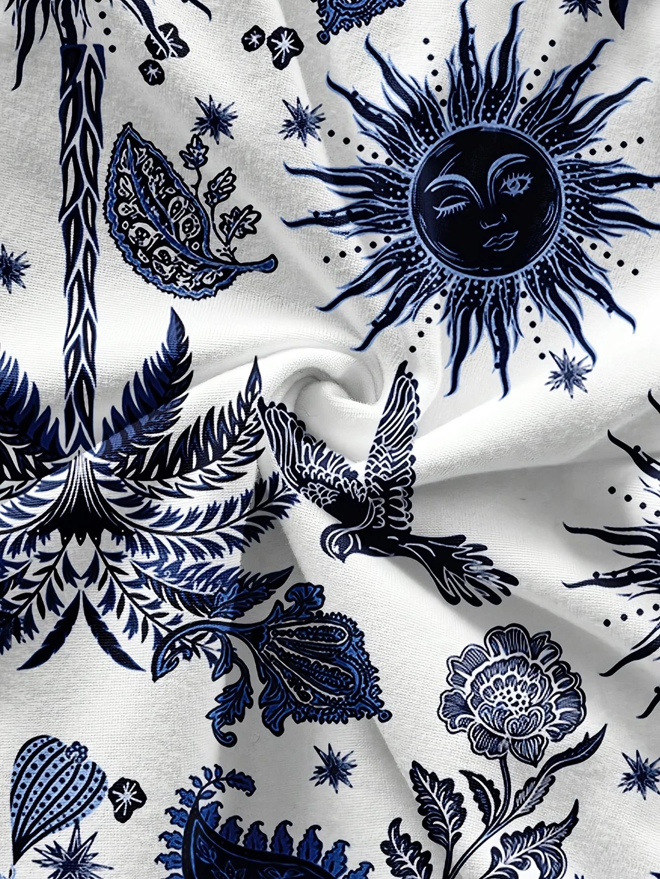 Ensemble 2 pièces pour femmes, imprimé cocotier et Dieu du Soleil, idéal pour les vacances d'été et