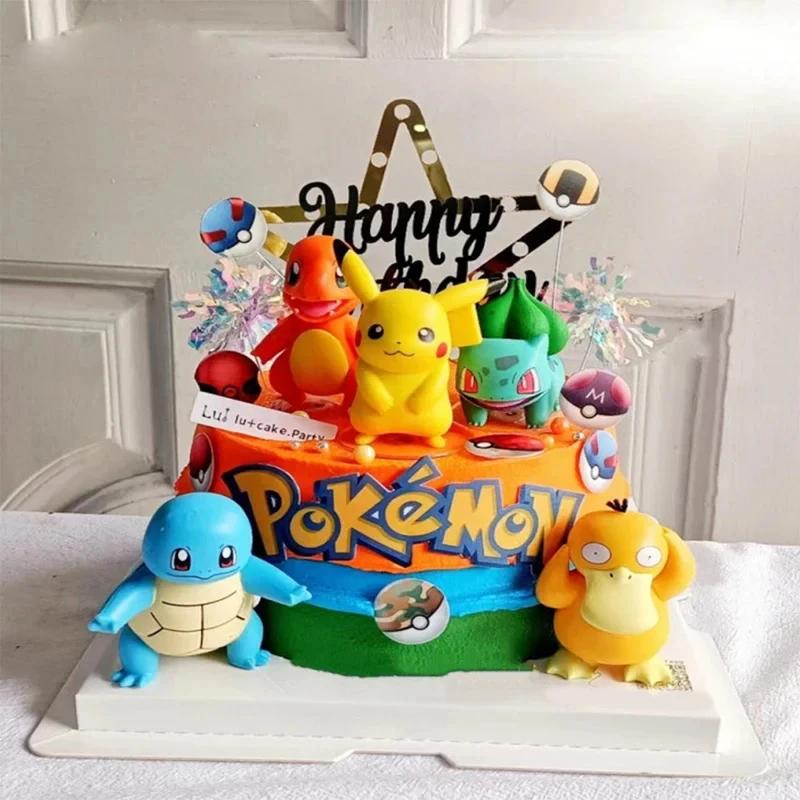 Décoration de gâteau Pokemon Pikachu, 15 pièces/ensemble, figurine de dessin animé, fournitures de d