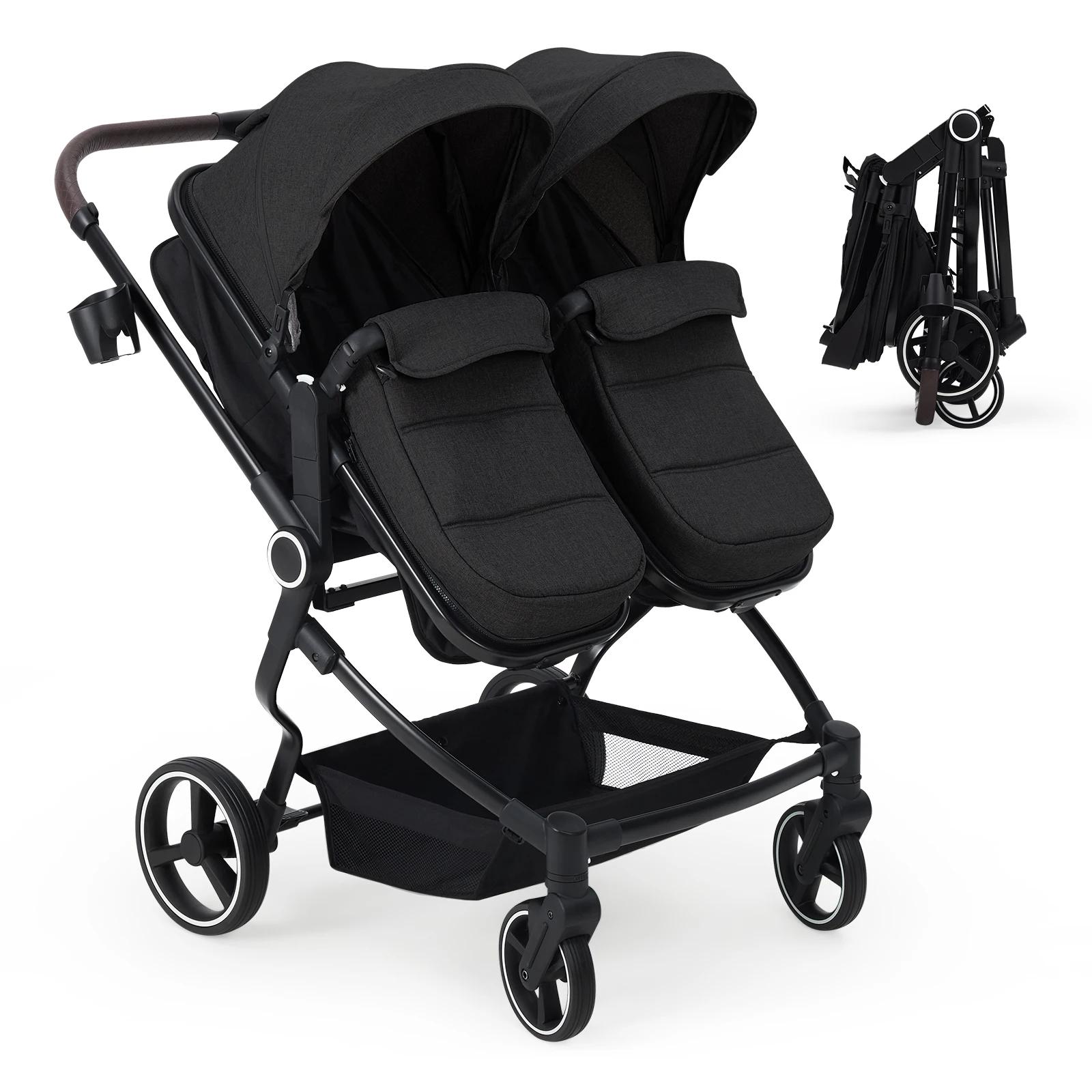 Poussette double pour nouveau-né et tout-petit, poussettes Tandem avec pli compact léger, cancline r