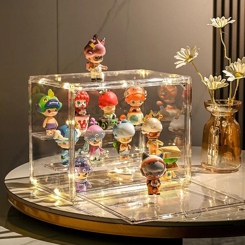 Boîte d'affichage transparente pour les doigts, vitrine de jouets pliable en acrylique transparent p