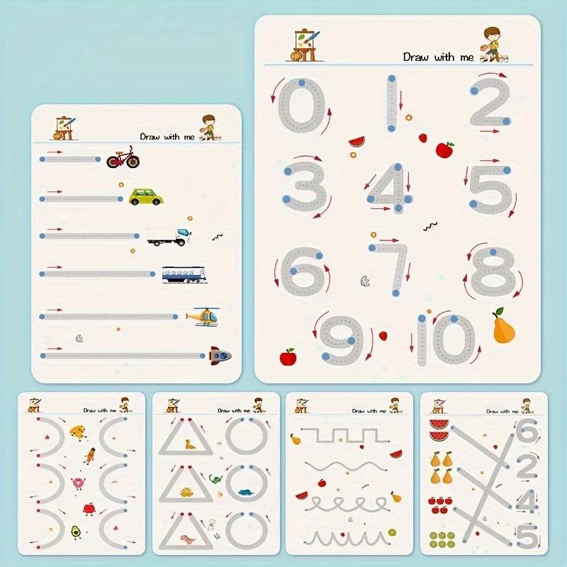 Cahier d'exercices de traçage magique réutilisable de 34 pages, formation éducative au dessin et au