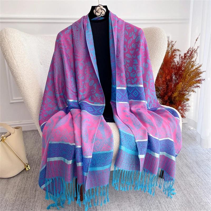 2025 nouveau luxe automne cachemire Pashmina châles femmes chaud Jacquard foulards dame Wrap Foulard
