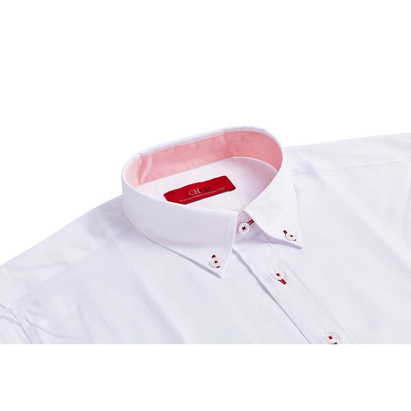 CHCH 2024 nouvelle mode 100% coton à manches longues chemise solide coupe ajustée mâle Social décont