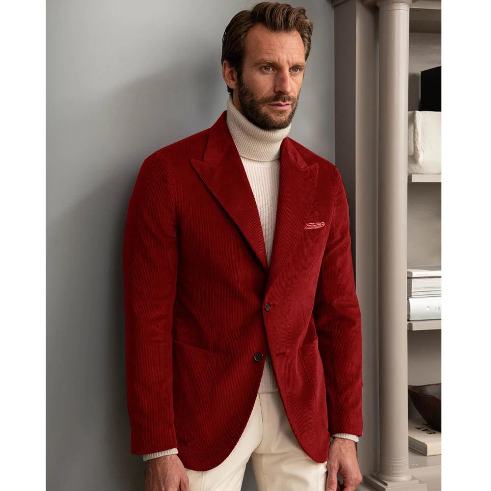 Veste de luxe pour homme en velours côtelé, style britannique, décontractée et élégante, de haute qu