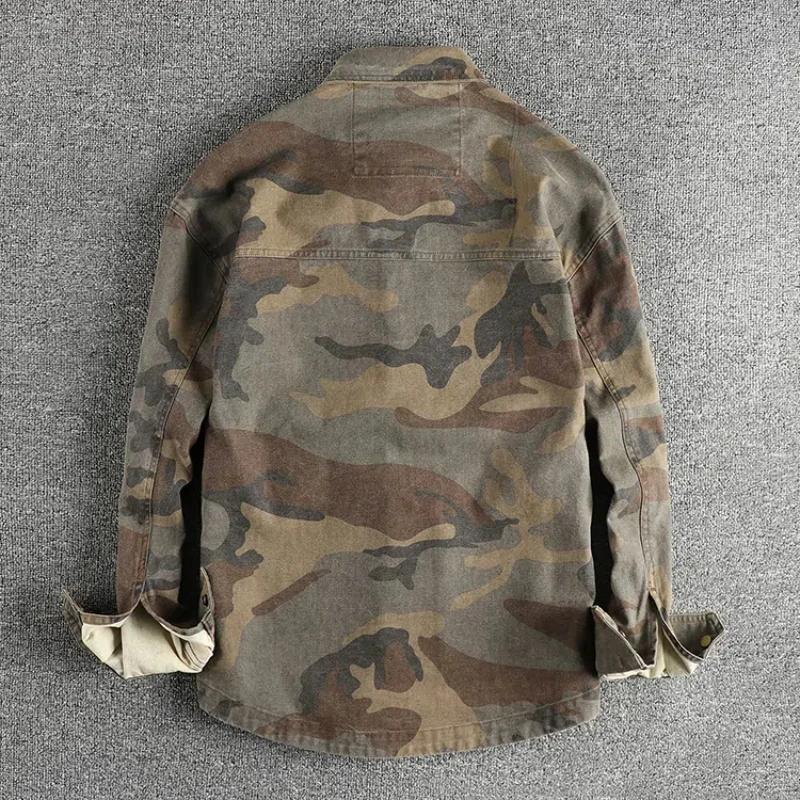 Chemise cargo tissée à la voile de perles de coton, conception de poche tridimensionnelle, éventail