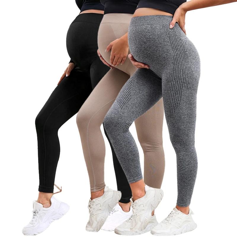 Leggings de maternité élastiques taille haute, slim pour femmes enceintes, soutien du ventre post-pa