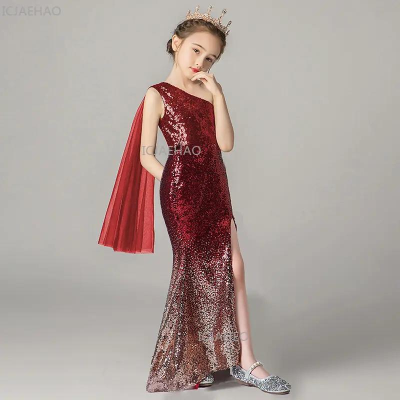 Robe de Princesse Rouge à Paillettes pour Filles 2026 – Tenue de Soirée pour Enfants, Robe de Cérémo
