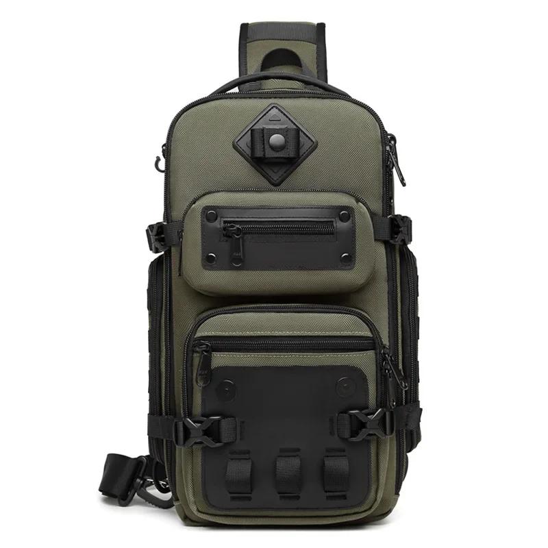 Ozuko sacs de ventre sac de poitrine pour hommes en plein air tactique une épaule sac à bandoulière