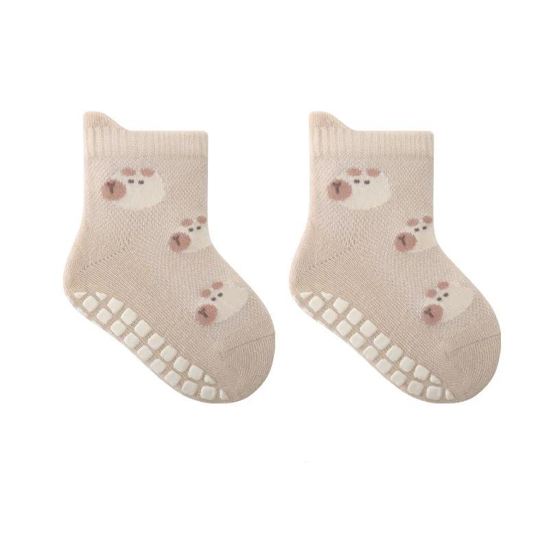 5 paires de chaussettes antidérapantes pour enfants, motif de dessin animé mignon, chaussettes de so