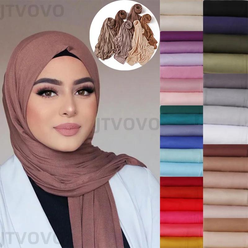 80*180 cm Modal rayonne coton musulman Jersey Hijab femmes couleur unie écharpe Ramadan Long châle p