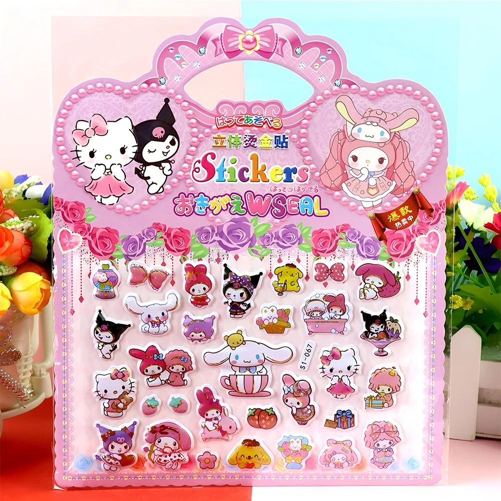 4 pièces Sanrio mignon dessin animé Kuromi ma mélodie bulle autocollants drôle Graffiti 3D gonflé dé