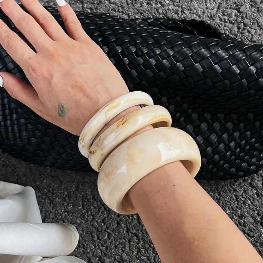 Ingemark 3 pièces/ensemble Vintage Beige résine Bracelets pour femme à portée de main 2025 nouvelle