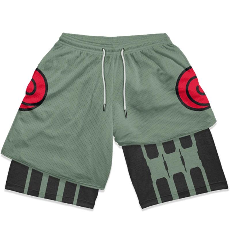 Short de Performance Anime 2 en 1 pour hommes et femmes, Short de sport, Manga, impression 3D, maill