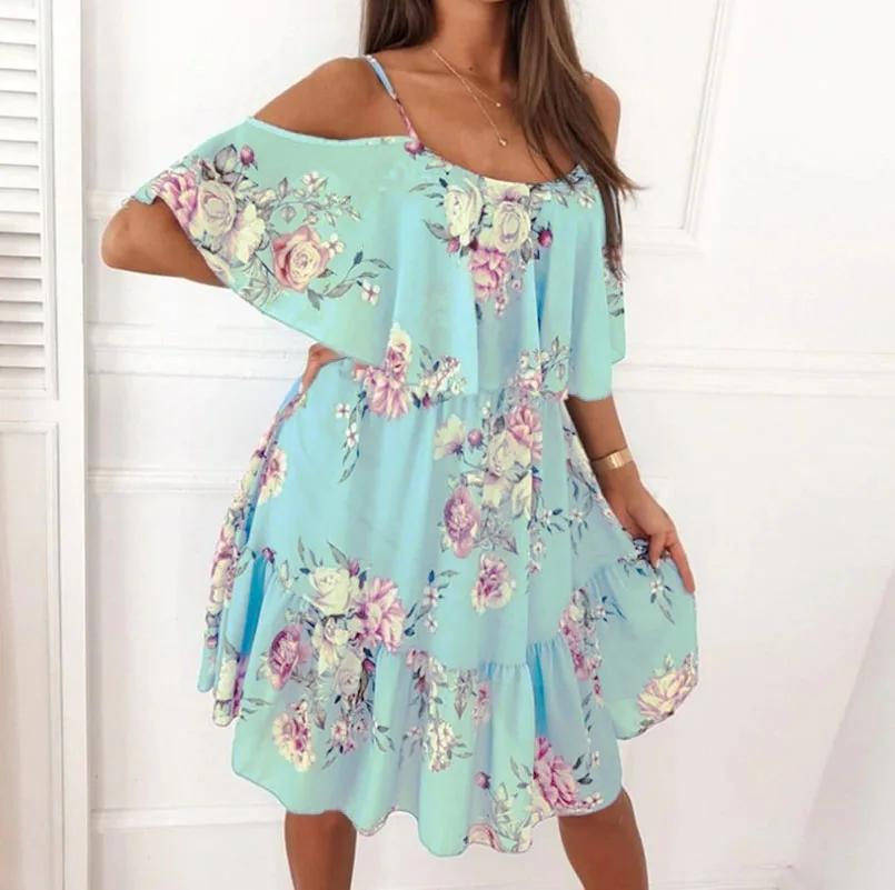 Robe d'été en mousseline de soie pour femmes, col en v, sans manches, écharpe, Camisole, imprimé, bo