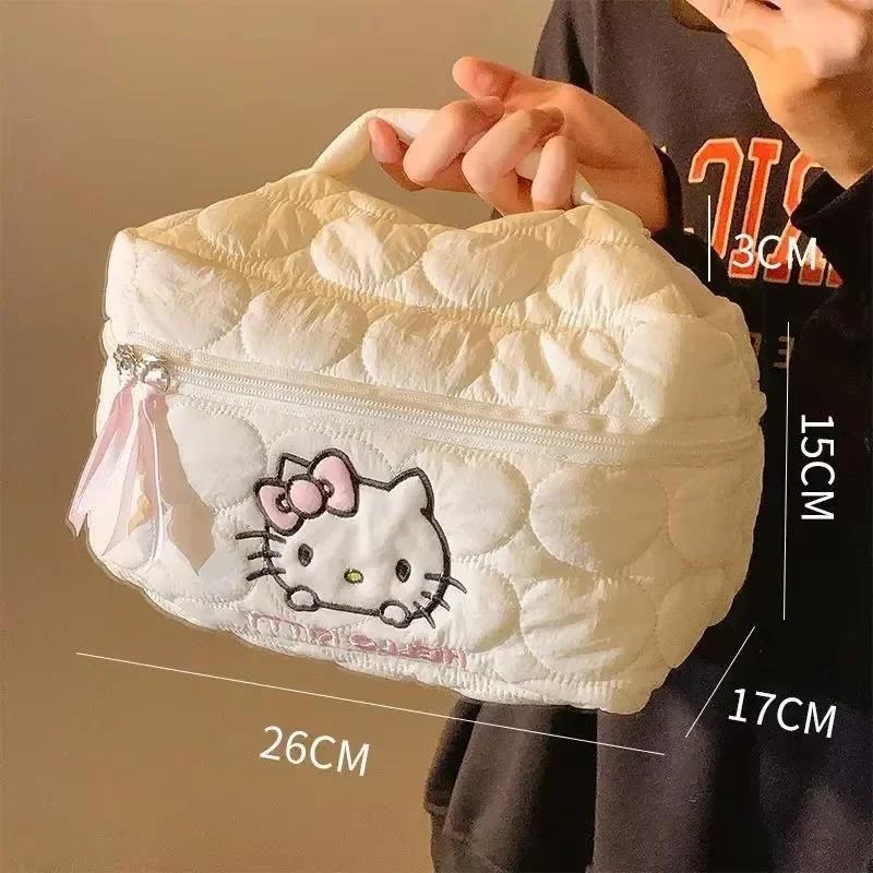 Sanrio Hello Kitty sac de maquillage carré Kawaii Double fermeture éclair sac de rangement de voyage