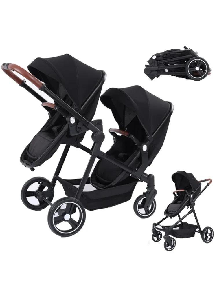 Poussette double légère 2 en 1, pliable, bidirectionnelle, dossier réglable, double siège, landau po