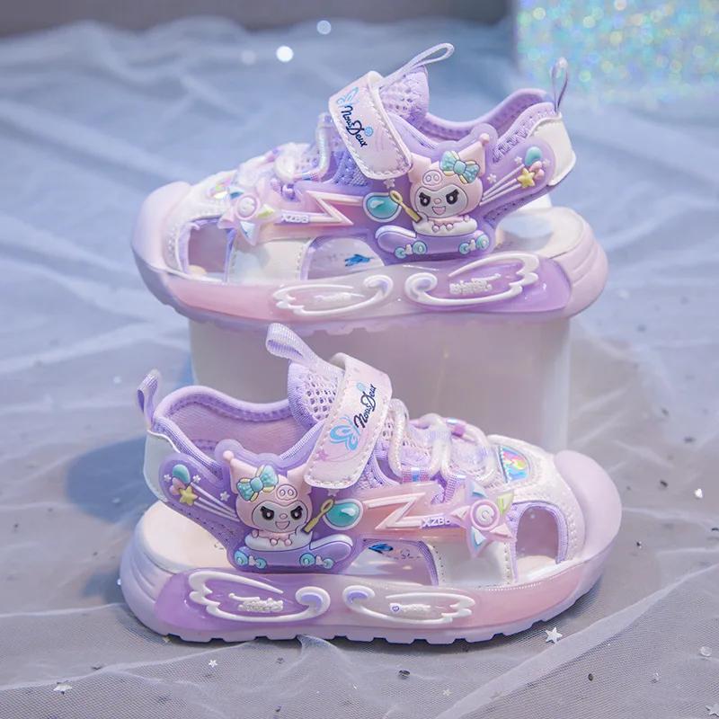 Sandales pour enfants, chaussures de plage en maille Kuromi, chaussures d'été pour filles, antidérap