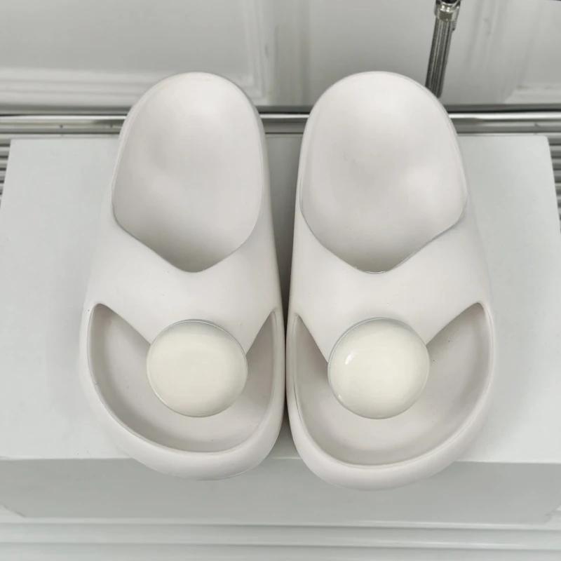 Tongs en cuir à bout rond pour femmes, pantoufles de qualité supérieure, sandales concises solides,