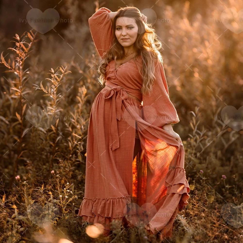Robe de séance photo de maternité Boho, Maxi robes de photographie de plage pour vêtements de prise