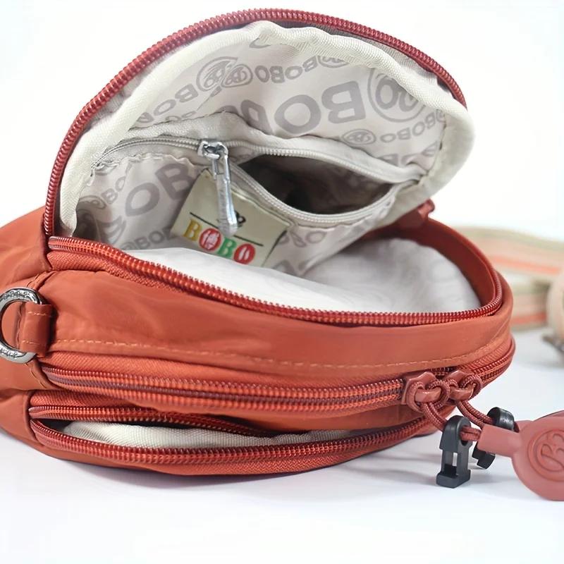 Sac à bandoulière pour femmes, sac à main pour téléphone portable, matériau en Nylon, 3 poches, ferm