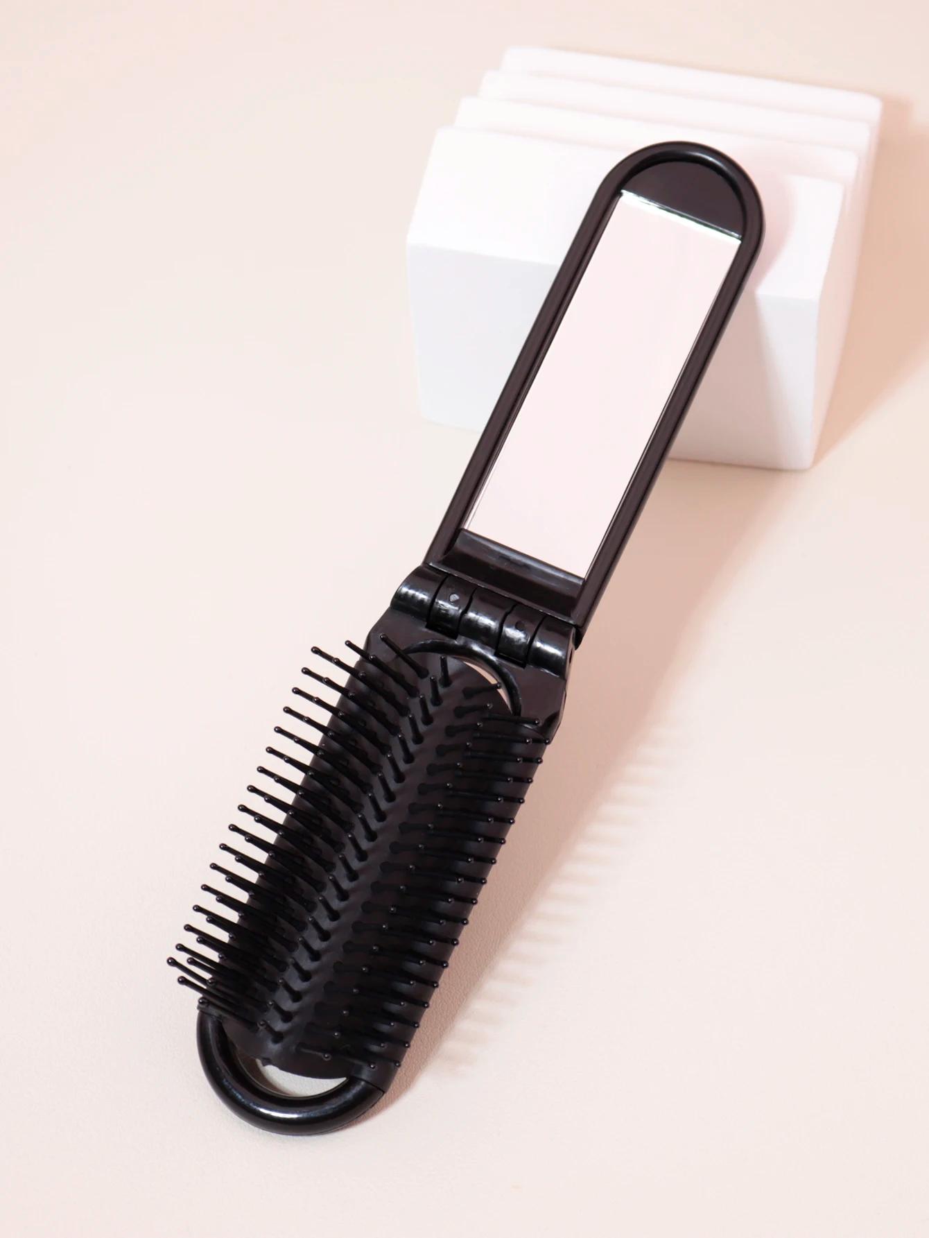 Mini miroir de massage antistatique pliable portable, peigne à cheveux pour fille de voyage avec mir