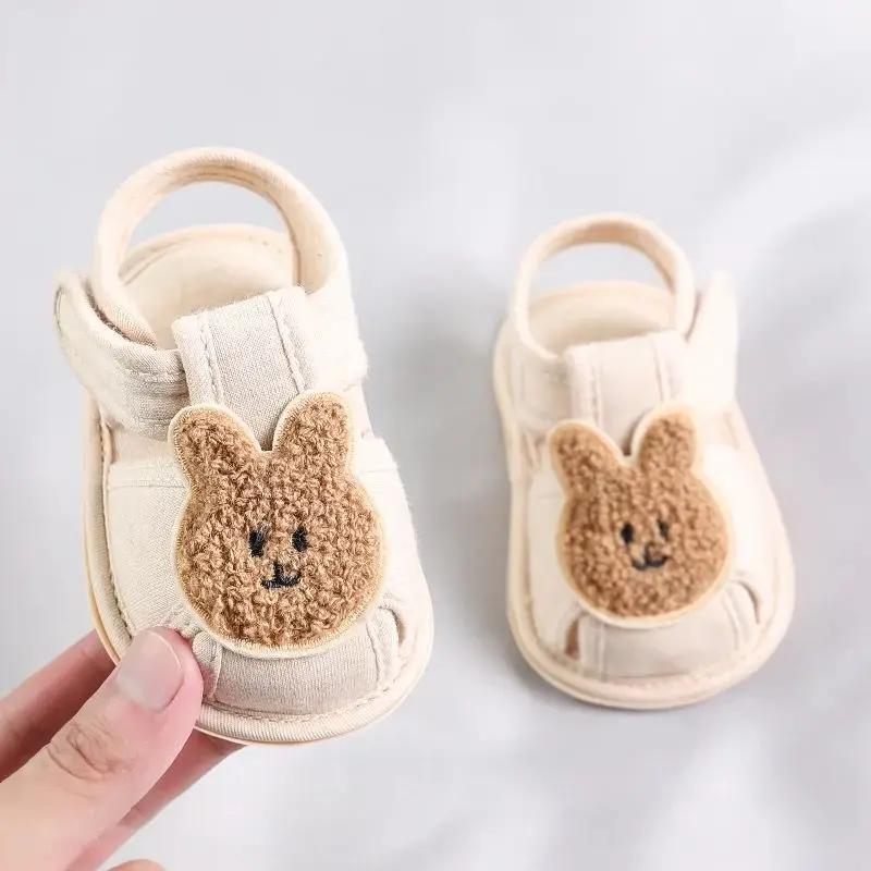 Baotou – sandales confortables à semelle souple, ours mignon, chaussures de premier pas Anti-coup de