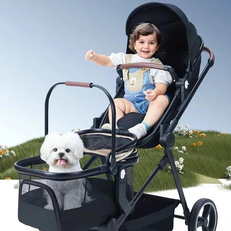 Cette poussette multifonctionnelle combine les fonctions pour bébé et pour animal de compagnie ; ell