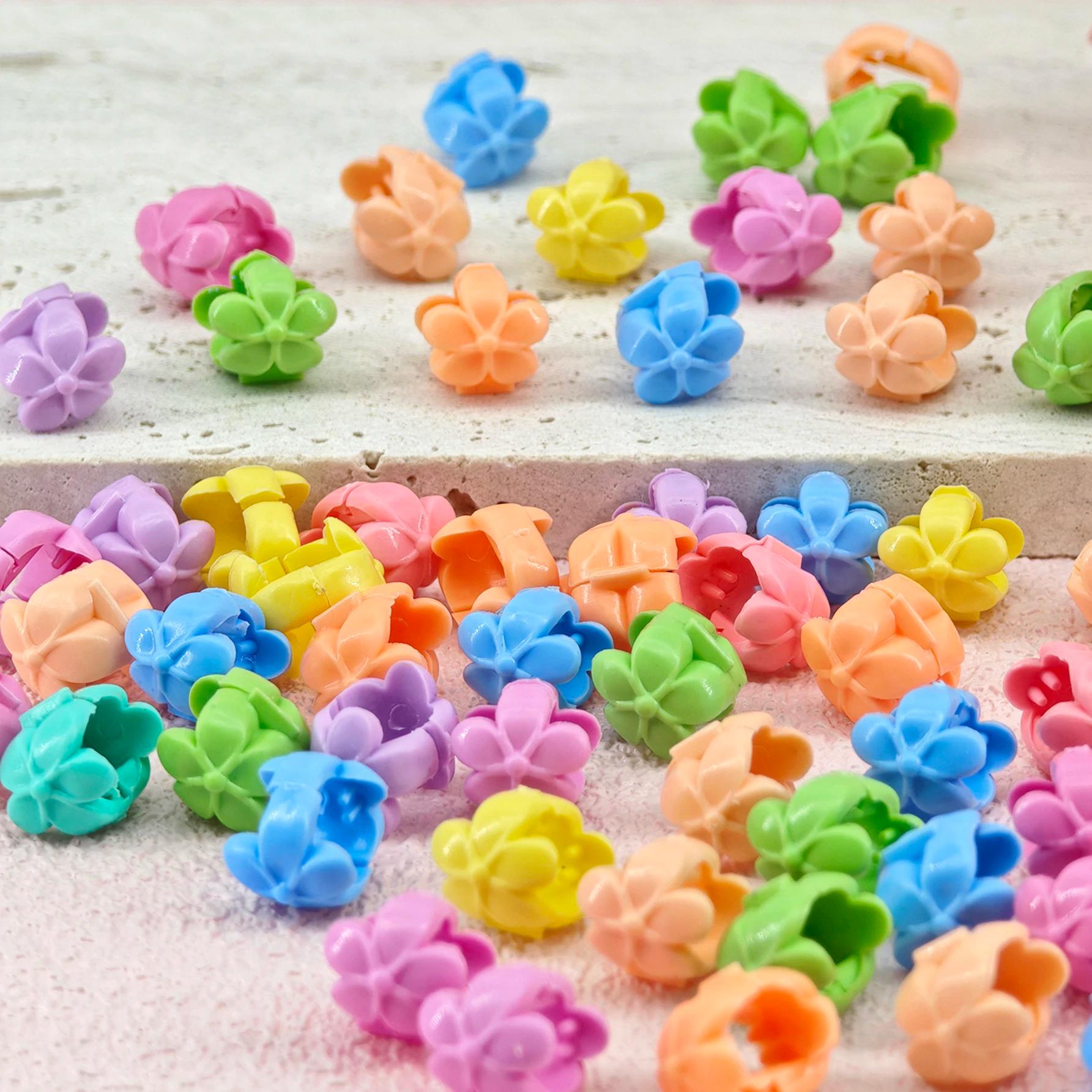 60 pièces tresses de cheveux perles chapeaux mignon bonbons couleurs plastique été pinces à cheveux