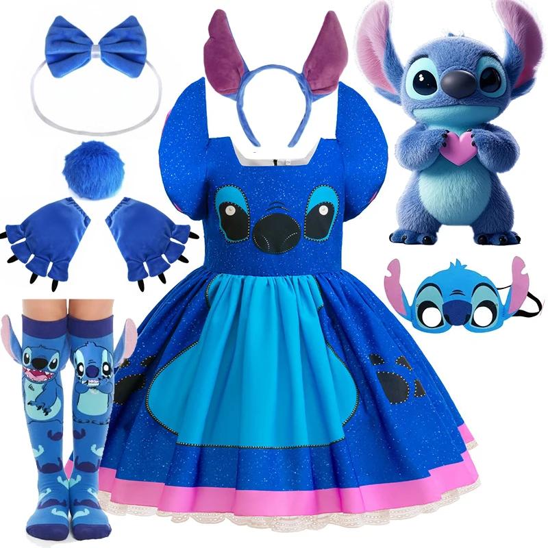 Robe Lilo Stitch pour filles de 2 à 10 ans, Costume de carnaval de jeu de rôle de dessin animé Disne